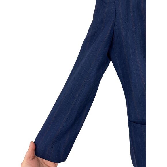 Lauren Ralph Lauren Vintage Navy Pinstripe 2 Button Closure Blazer Women's Sz 10 - Picture 4 of 9